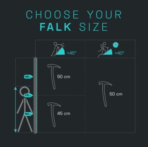 Czekan Blue Ice Falk Ice Axe 45 cm szary (dark grey) Czekan Blue Ice Falk Ice Axe 45 cm szary (dark grey)