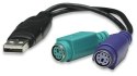 Adapter MANHATTAN USB Typ A - 2x PS/2 179027 USB - PS/2