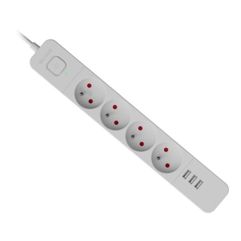 Listwa zasilająca Defender SFS 133 1,5 m, 4 gniazda, 3x USB biała Listwa zasilająca Defender SFS 133 1,5 m, 4 gniazda, 3x USB biała