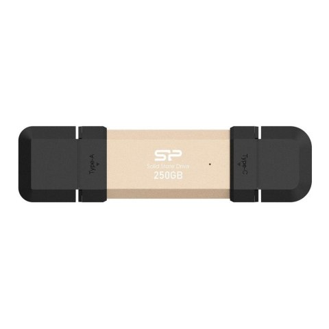 Dysk zewnętrzny SSD Silicon Power DS72 250GB USB-A USB-C (1050/850 MB/s) złoty Dysk zewnętrzny SSD Silicon Power DS72 250GB USB-A USB-C (1050/850 MB/s) złoty