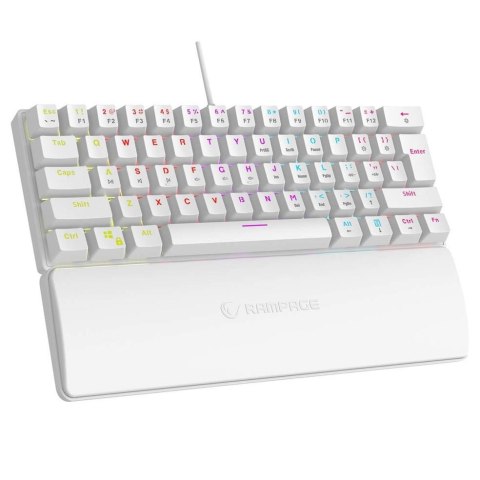 Klawiatura przewodowa Rampage PLOWERK60 gamingowa mechaniczna Blue Switch Rainbow LED biała Klawiatura przewodowa Rampage PLOWERK60 gamingowa mechaniczna Blue Switch Rainbow LED biała