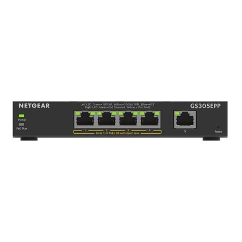 Switch zarządzalny Netgear GS305EPP-100PES 4x1GbE PoE 1x1GbE 120W Switch zarządzalny Netgear GS305EPP-100PES 4x1GbE PoE 1x1GbE 120W