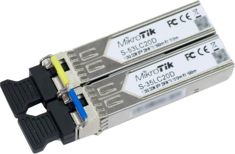 MIKROTIK S-3553LC20D PAIR OF SFP MODULES (1.25G SM 20KM T1310NM/R1550NM) + (1.25G SM 20KM T1550NM/R1310NM)
