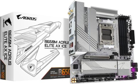 Płyta główna GIGABYTE B650M AORUS ELITE AX ICE AM5 MICRO ATX Płyta główna GIGABYTE B650M AORUS ELITE AX ICE AM5 MICRO ATX