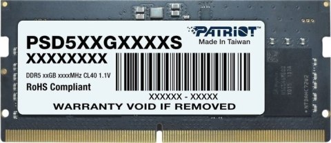 Pamięć PATRIOT (SODIMM/DDR5/12 GB/5600MHz/1.1V/46 CLCL/SINGLE)