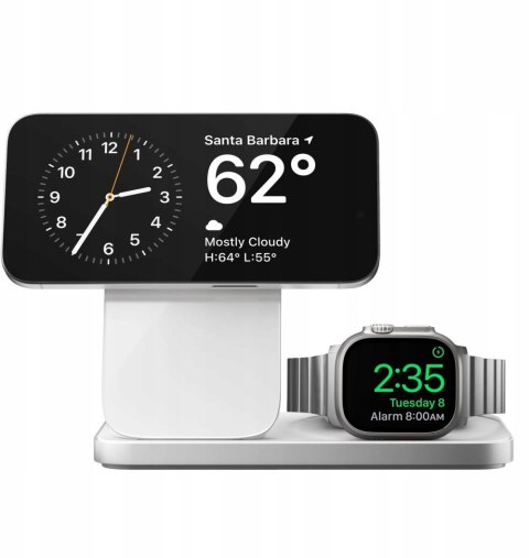 NOMAD Stand One Max - bezprzewodowa ładowarka Qi2, 25W do trzech urządzeń kompatybilna z MagSafe, 4 gen. (silver)