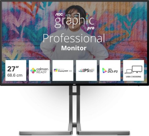 Monitor AOC U27U3CV (27" /Nano IPS /60 HzHz /3840 x 2160 /Czarny)