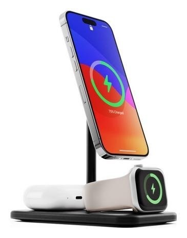 Twelve South HiRise 3 Deluxe (2024) - stojąca ładowarka bezprzewodowa Qi2 do trzech urządzeń kompatybilna z MagSafe (black)