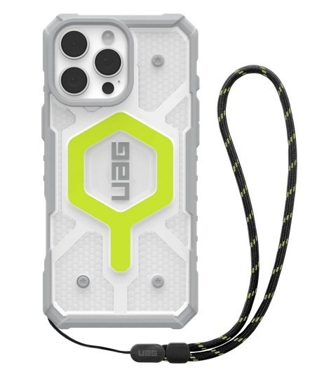UAG Pathfinder Clear Magsafe Bundle - obudowa ochronna do iPhone 16 Pro kompatybilna z MagSafe oraz smycz na telefon (active neo