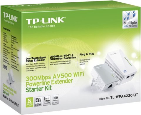TP-LINK WPA4220KIT Wireless Powe Line Extender 500Mbps N300