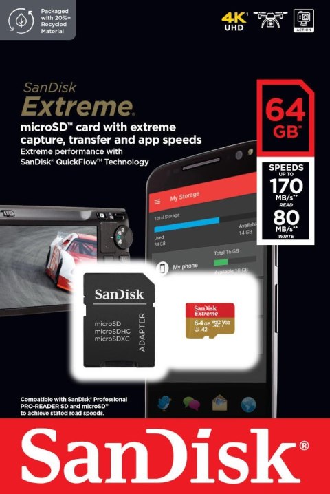Karta pamięci SANDISK 64 GB Adapter microSD do SD Karta pamięci SANDISK 64 GB Adapter microSD do SD