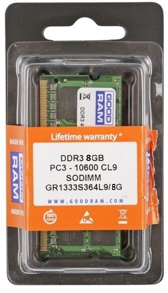 Pamięć GOODRAM (SODIMM/DDR3/8 GB/1333MHz/9 CLCL/SINGLE)