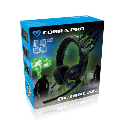 Słuchawki z mikrofonem MEDIA-TECH Cobra Pro Outbreak Czarno-zielony Słuchawki z mikrofonem MEDIA-TECH Cobra Pro Outbreak Czarno-zielony