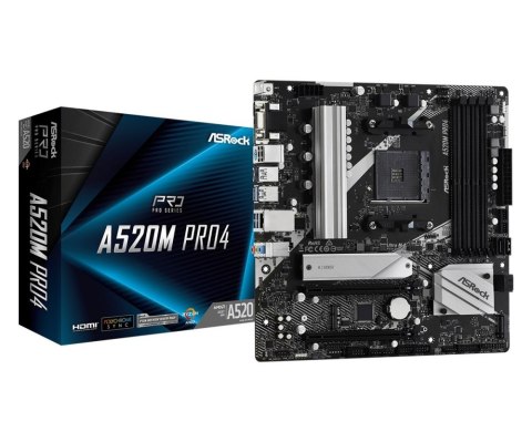 Płyta główna ASROCK A520M PRO4 Socket AM4 MICRO ATX Płyta główna ASROCK A520M PRO4 Socket AM4 MICRO ATX