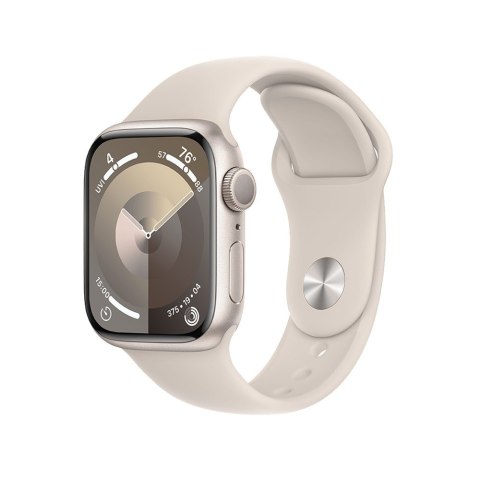 Watch Series 9 GPS, 45mm Starlight Aluminium Case with Starlight Sport Band APPLE iOS Księżycowa poświata Watch Series 9 GPS, 45mm Starlight Aluminium Case with Starlight Sport Band APPLE iOS Księżycowa poświata