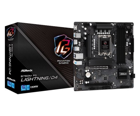 Płyta główna ASROCK B760M PG LIGHTNING/D4 LGA1700 MICRO ATX Płyta główna ASROCK B760M PG LIGHTNING/D4 LGA1700 MICRO ATX