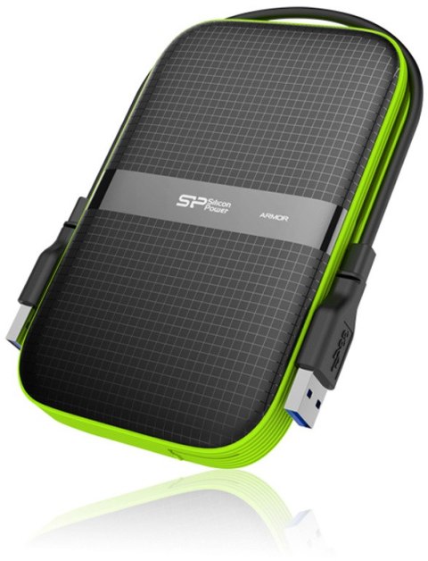Dysk twardy zewnętrzny SILICON POWER Armor A60 1 TB Czarno-zielony SP010TBPHDA60S3K Dysk twardy zewnętrzny SILICON POWER Armor A60 1 TB Czarno-zielony SP010TBPHDA60S3K