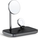 Satechi Magnetic 3in1 - stojąca ładowarka magnetyczna do trzech urządzeń w tym AppleWatch kompatybilna z ładowaniem MagSafe (spa