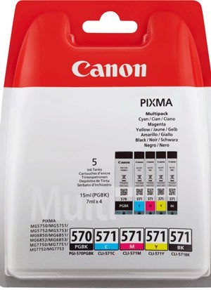 Wkład CANON CLI-571 Multipack 4 szt. + PGI-570 Czarny 0372C004