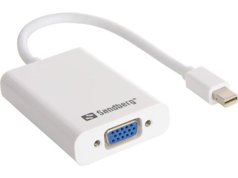 Adapter SANDBERG 509-05 Mini DisplayPort (wtyk) - VGA (gniazdo) + 3.5 audio Adapter SANDBERG 509-05 Mini DisplayPort (wtyk) - VGA (gniazdo) + 3.5 audio