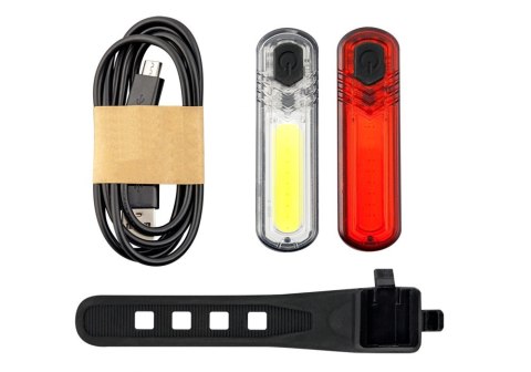 Zestaw lamp rowerowych Mactronic DuoSlim, 60 lm/18 lm, zestaw (akumulatory, uchwyty, kabel USB), (brak opakowania) Zestaw lamp rowerowych Mactronic DuoSlim, 60 lm/18 lm, zestaw (akumulatory, uchwyty, kabel USB), (brak opakowania)