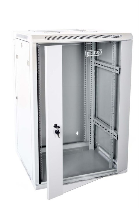 DIGITUS Szafa wisząca dzielona 19'' 18U 901/600/600 drzwi szkło szara zmontowana DIGITUS Szafa wisząca dzielona 19'' 18U 901/600/600 drzwi szkło szara zmontowana