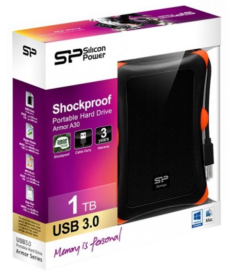 Dysk twardy zewnętrzny SILICON POWER Armor A30 1 TB Czarny SP010TBPHDA30S3K Dysk twardy zewnętrzny SILICON POWER Armor A30 1 TB Czarny SP010TBPHDA30S3K