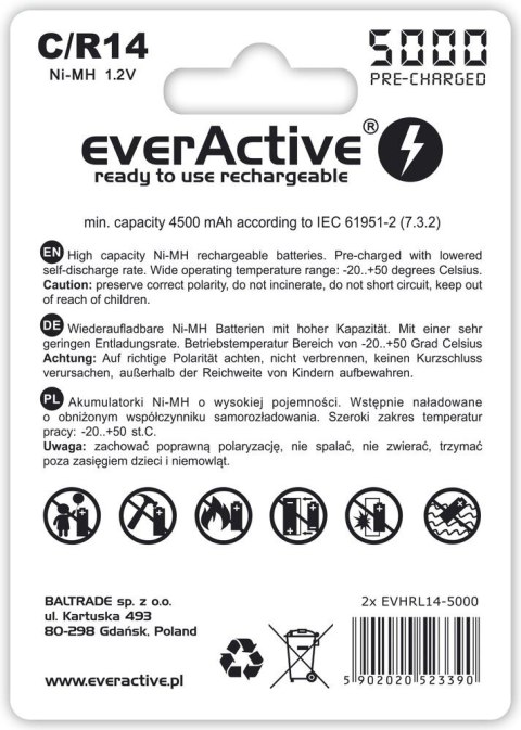 Baterie EVERACTIVE NiMH C 5000mAh Blister EVHRL14-5000 Baterie EVERACTIVE NiMH C 5000mAh Blister EVHRL14-5000