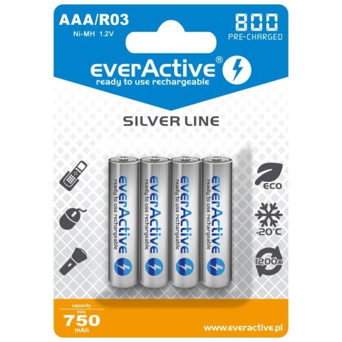 Baterie EVERACTIVE NiMH AAA 750mAh 4 szt. EVHRL03-800 Baterie EVERACTIVE NiMH AAA 750mAh 4 szt. EVHRL03-800