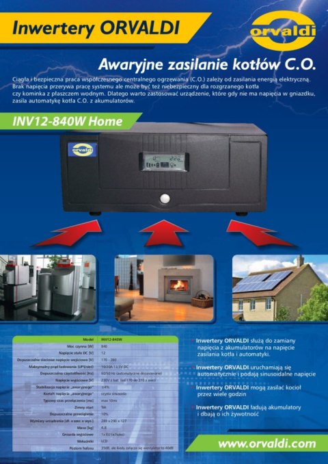 INVERTER ORVALDI INV12-840W Home (UPS) Zasilacz UPS