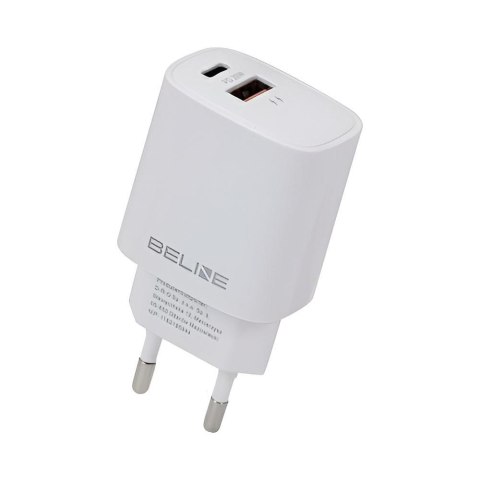 Ładowarka sieciowa Beline 20W 1xUSB-C + 1xUSB PD 3.0 QC 3.0 bez kabla - biała Ładowarka sieciowa Beline 20W 1xUSB-C + 1xUSB PD 3.0 QC 3.0 bez kabla - biała