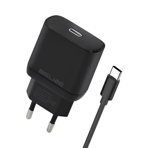 Ładowarka sieciowa Beline 25W 1xUSB-C GaN PD 3.0+kabel USB-C - czarna Ładowarka sieciowa Beline 25W 1xUSB-C GaN PD 3.0+kabel USB-C - czarna