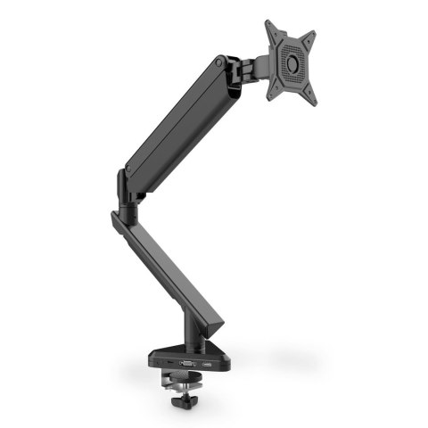 Ramię biurkowe pojedyńcze z zaciskiem DIGITUS 1xLCD z sprężyną gazową i zintegrawaną stacją dokującą max. 30" i 9kg PD 3.0 Ramię biurkowe pojedyńcze z zaciskiem DIGITUS 1xLCD z sprężyną gazową i zintegrawaną stacją dokującą max. 30" i 9kg PD 3.0