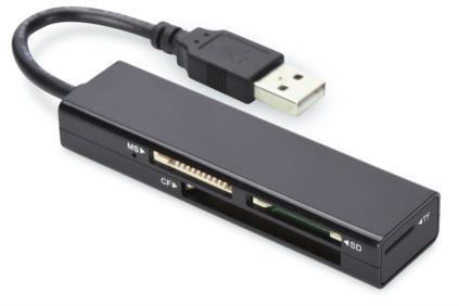 Czytnik kart Ednet 4-portowy USB 2.0 (CF, SD, MicroSD/SDHC, MS), czarny Czytnik kart Ednet 4-portowy USB 2.0 (CF, SD, MicroSD/SDHC, MS), czarny