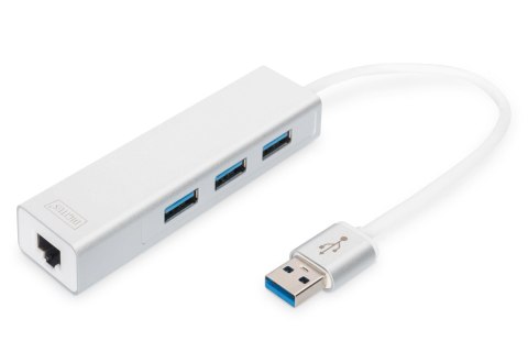 Hub/Koncentrator 3-portowy DIGITUS USB 3.0 SuperSpeed z Gigabit LAN adapter Hub/Koncentrator 3-portowy DIGITUS USB 3.0 SuperSpeed z Gigabit LAN adapter
