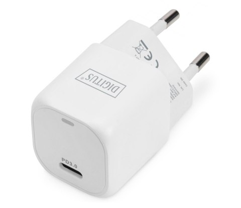 Ładowarka sieciowa DIGITUS mini zasilacz 1x USB-C PD 3.0 20W biała Ładowarka sieciowa DIGITUS mini zasilacz 1x USB-C PD 3.0 20W biała
