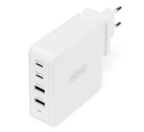 Ładowarka sieciowa DIGITUS uniwersalna zasilacz 4 porty 2x USB-C 2x USB-A PD 3.0 100W biała Ładowarka sieciowa DIGITUS uniwersalna zasilacz 4 porty 2x USB-C 2x USB-A PD 3.0 100W biała