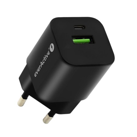 Ładowarka sieciowa everActive GaN SC-390QB z gniazdem USB QC3.0 oraz USB-C PD PPS 30W Ładowarka sieciowa everActive GaN SC-390QB z gniazdem USB QC3.0 oraz USB-C PD PPS 30W