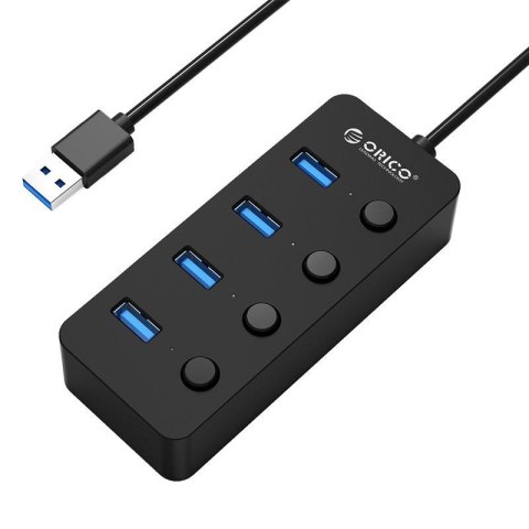HUB USB Orico W9PH4-U3-V1-BK-BP 3.1 4x USB-A, aktywny, z wyłącznikami HUB USB Orico W9PH4-U3-V1-BK-BP 3.1 4x USB-A, aktywny, z wyłącznikami