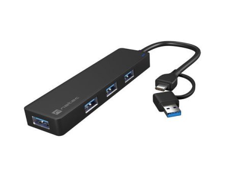 Hub USB Natec Mayfly 4xUSB 3.0 czarny USB-C + Adapter USB-A Hub USB Natec Mayfly 4xUSB 3.0 czarny USB-C + Adapter USB-A