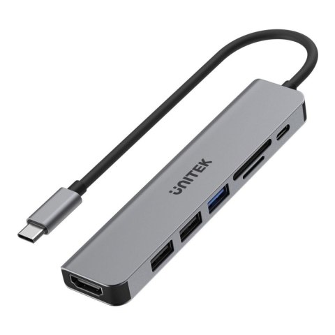 Hub USB-C Unitek H1118A 7w1, HDMI 4K, 3x USB-A, USB-C PD 100W, alu Hub USB-C Unitek H1118A 7w1, HDMI 4K, 3x USB-A, USB-C PD 100W, alu