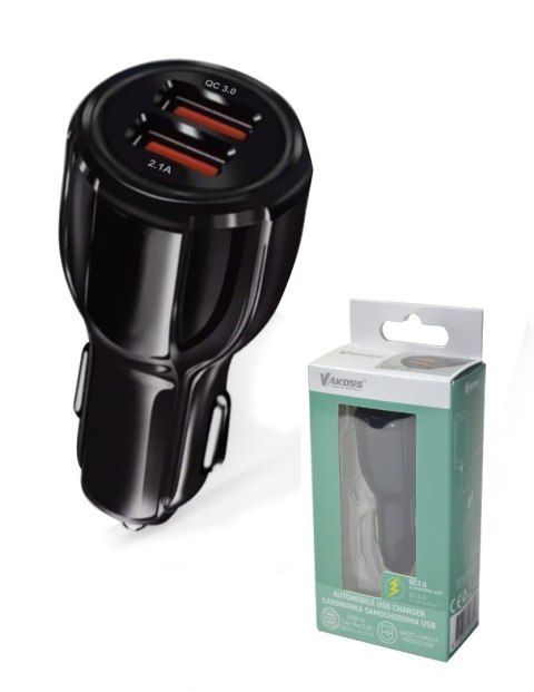 Ładowarka samochodowa VAKOSS TP-3273UK 2xUSB, 5.2A, DC 12-24V czarna Ładowarka samochodowa VAKOSS TP-3273UK 2xUSB, 5.2A, DC 12-24V czarna