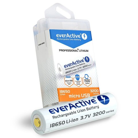 Akumulatorek 18650 everActive 3,7V Li-ion 3200mAh micro USB Akumulatorek 18650 everActive 3,7V Li-ion 3200mAh micro USB