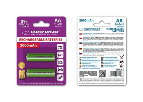 Akumulatorki AA Esperanza 2000mAh 2szt. zielone Akumulatorki AA Esperanza 2000mAh 2szt. zielone