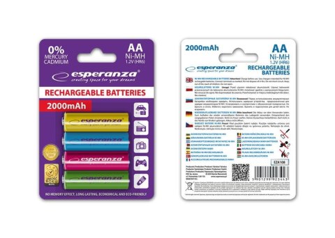 Akumulatorki AA Esperanza 2000mAh 4szt. mix kolorów Akumulatorki AA Esperanza 2000mAh 4szt. mix kolorów
