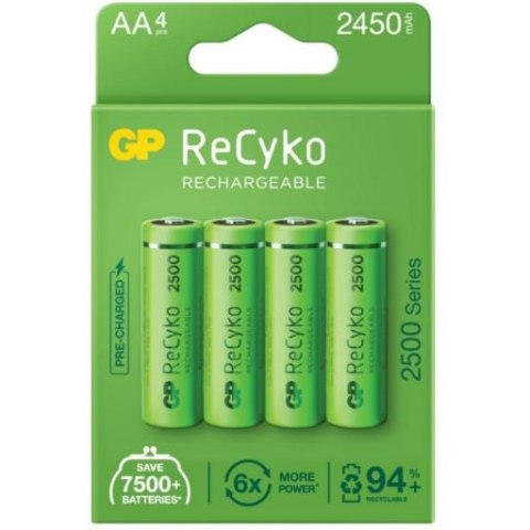 Akumulatorki AA / R6 GP ReCyko 2500 Series Ni-MH 2450mAh blister 4 sztuki Akumulatorki AA / R6 GP ReCyko 2500 Series Ni-MH 2450mAh blister 4 sztuki