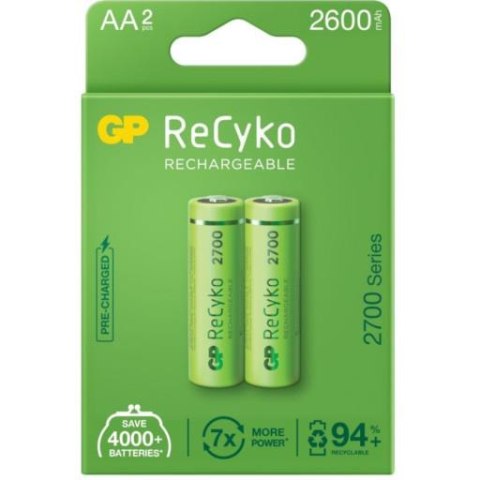 Akumulatorki AA / R6 GP ReCyko 2700 Series Ni-MH 2600mAh blister 2 sztuki Akumulatorki AA / R6 GP ReCyko 2700 Series Ni-MH 2600mAh blister 2 sztuki