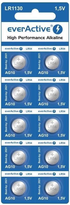Baterie alkaliczne mini everActive AG10 G10 LR1130 LR54 10 sztuk Baterie alkaliczne mini everActive AG10 G10 LR1130 LR54 10 sztuk