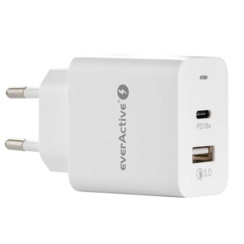Ładowarka sieciowa everActive SC-350Q USB/USB-C PD 18W Ładowarka sieciowa everActive SC-350Q USB/USB-C PD 18W
