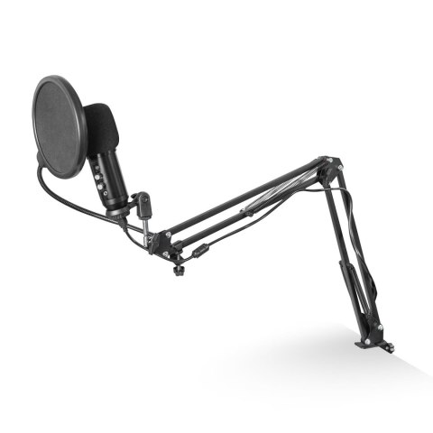 Mikrofon pojemnościowy DIGITUS metalowy ramię z gwintem 3/8" popfiltr USB 1,5m czarny Mikrofon pojemnościowy DIGITUS metalowy ramię z gwintem 3/8" popfiltr USB 1,5m czarny